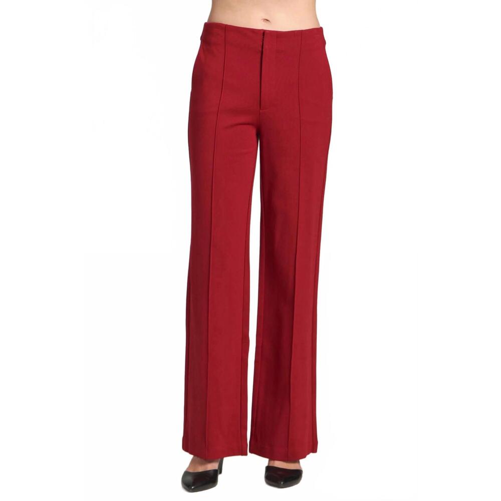 NEW APNY front zip with pin tucked leg pant in cherry red